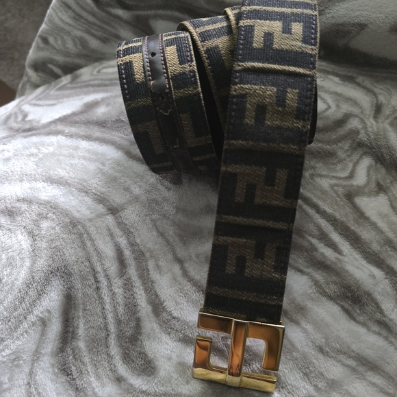 Fendi Leather Zucca FF Buckle Belt Unisex - Picture 9 of 9